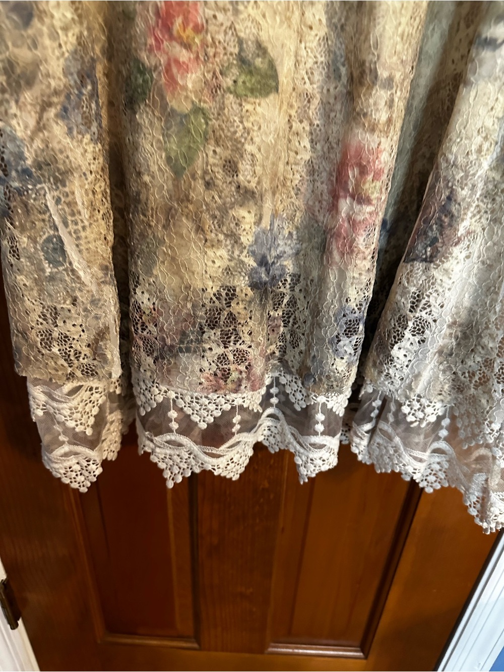 Sleeveless Floral Lace-Hem Tunic Top - Soft Beige Floral by S.O.L.A.N.C.E - Picture 4 of 6